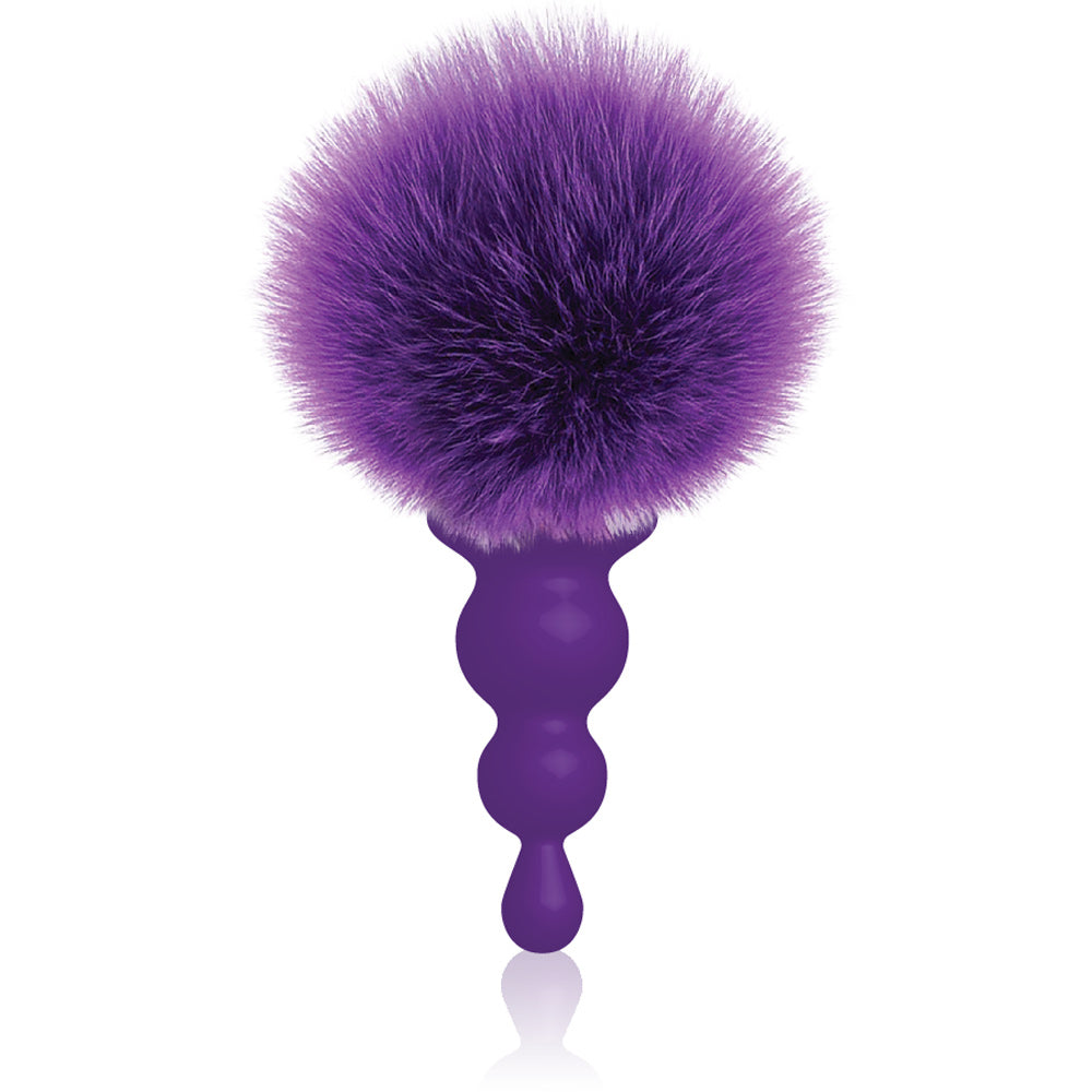 The 9's Cottontails Silicone Bunny Tail Butt Plug - Beaded Purple IC2689