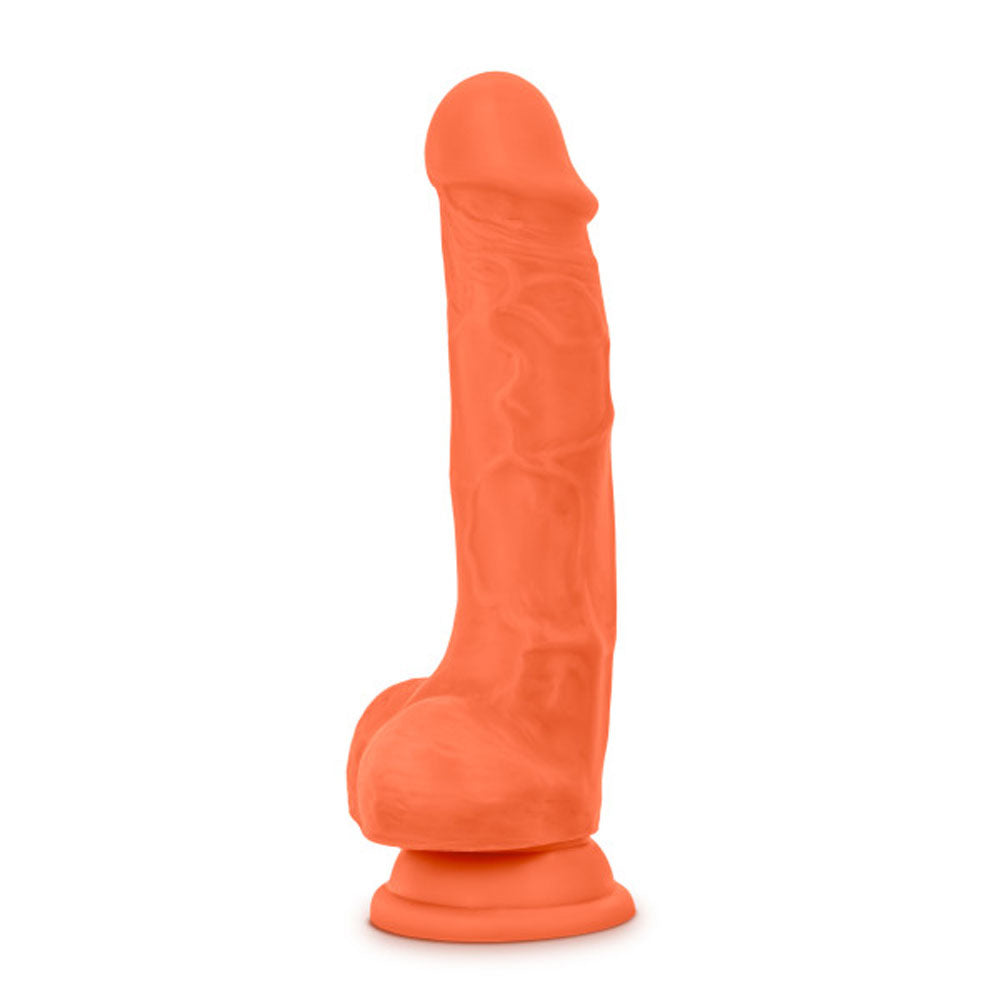 "Neo Elite - 7.5 Inch Silicone Dual Density Cock With Balls - Neon Orange BL-82119"