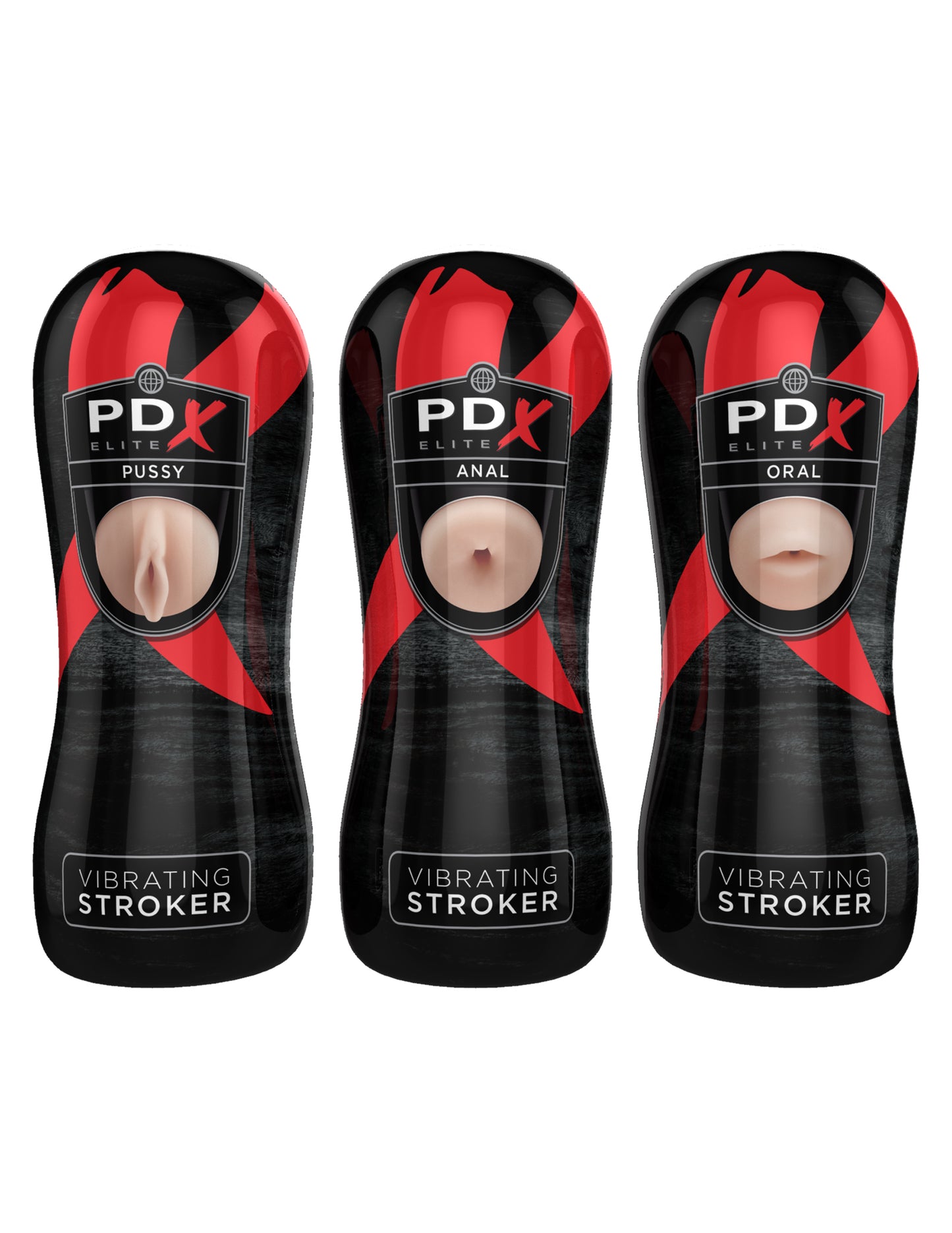 "Pdx Elite Vibrating Pussy Mouth Ass Stroker Display of 12 PDRD520-99"
