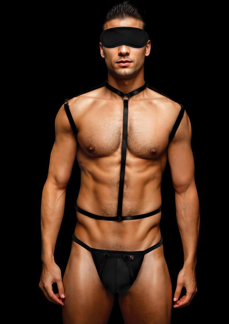 Envy 3 Pc Wet Look Chest Harness - Medium/large - Black EV-BLEC13BLKML