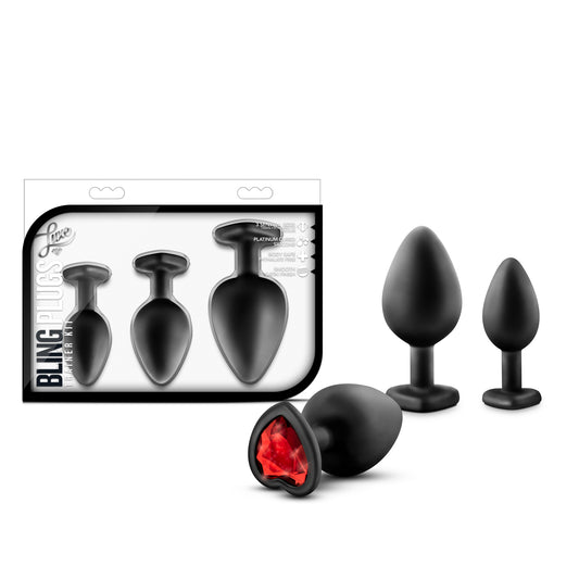 "Luxe - Bling Plugs Training Kit - Black With Red Gems BL-395825"