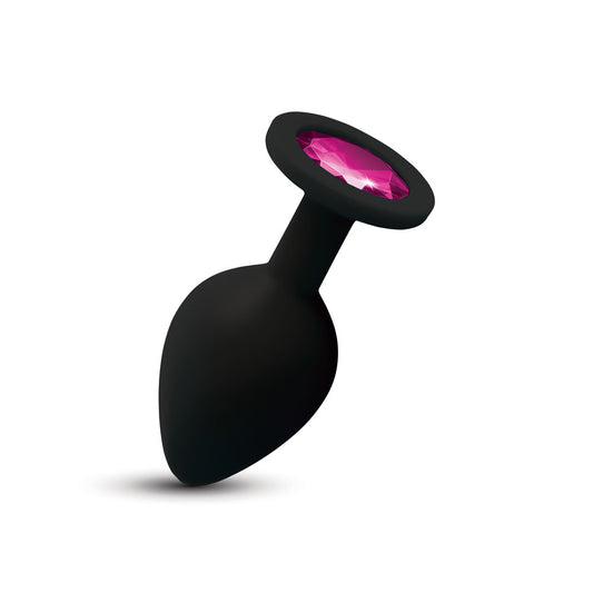 "Gemma Pink Gem Black Silicone Plug - Medium VB-CC9168"