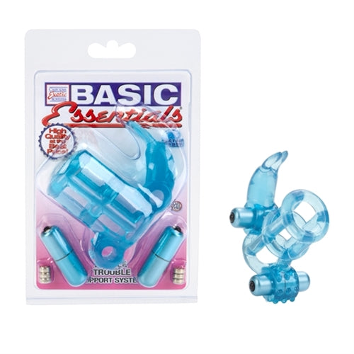 "Basic Essential Double Trouble Vibrating Support System - Blue SE1739122"