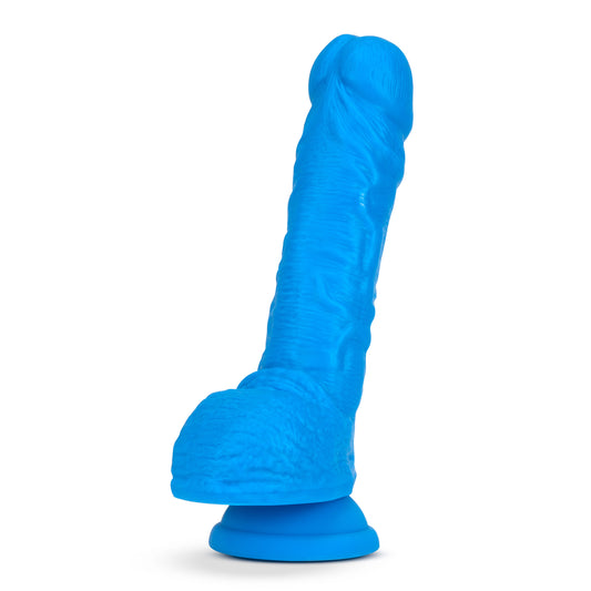 "Neo Elite - 9 Inch Silicone Dual Density Cock With Balls - Blue BL-75802"