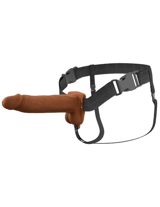 "Fantasy X-Tensions Elite 8 Vibrating Hollow Silicone Strap-on - Brown PD4172-29"