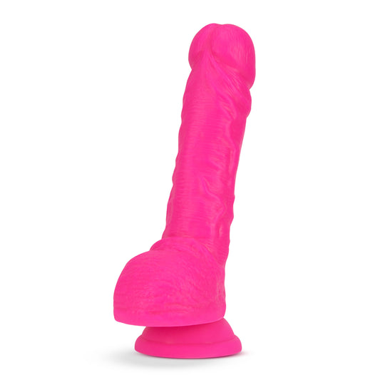 "Neo Elite - 9 Inch Silicone Dual Density Cock With Balls - Neon Pink BL-75800"