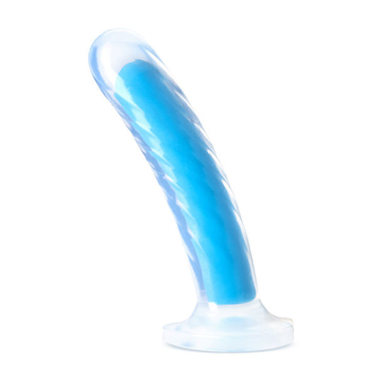 "Neo Elite - Glow in the Dark - Tao - 7 Inch  Silicone Dual Density Dildo - Neon Blue BL-80803"