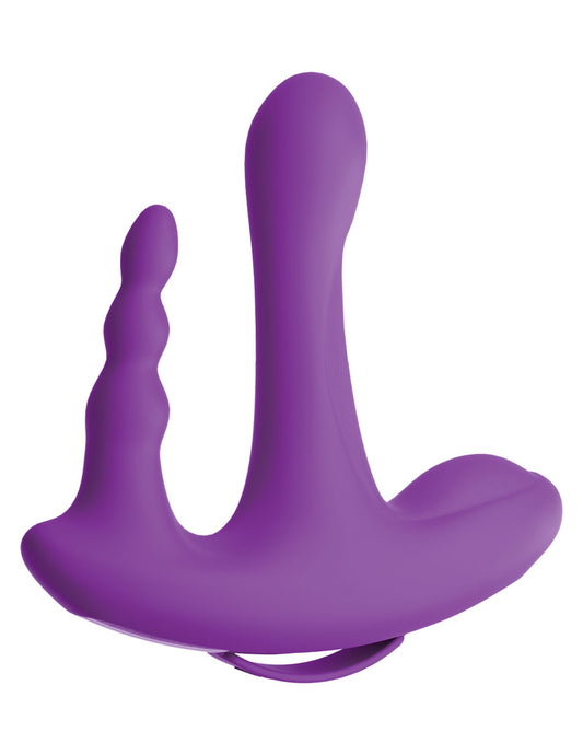 "Threesome Rock n' Ride Silicone Vibrator - Purple PD7076-00"