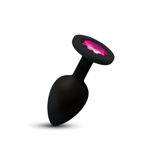 "Gemma Pink Gem Black Silicone Plug - Small VB-CC9167"