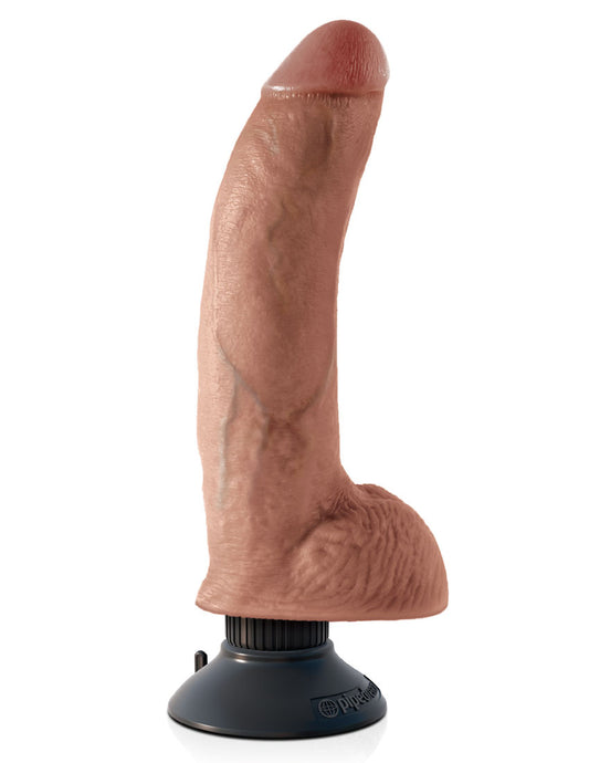 "King Cock 9 Inch Vibrating Cock With Balls - Tan PD5409-22"