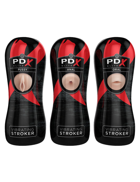 "Pdx Elite Vibrating Pussy Mouth Ass Stroker  Display of 12 PDRD520-99"