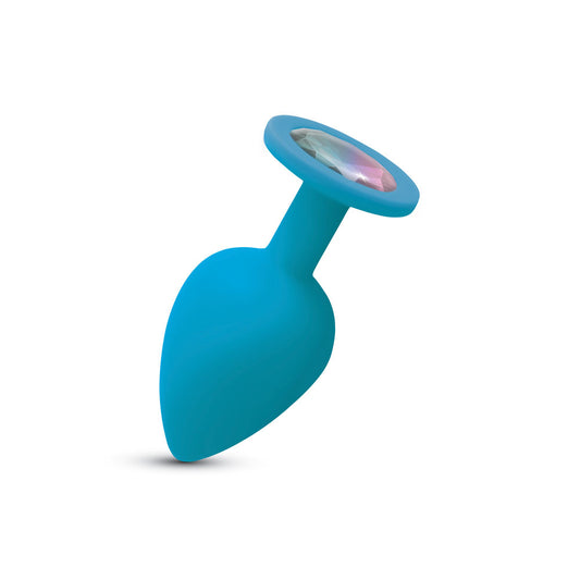 "Gemma Clear Iridescent Gem Teal Silicone Plug - L VB-CC9166"