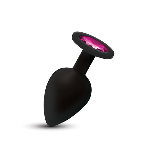 "Gemma Pink Gem Black Silicone Plug - Large VB-CC9169"