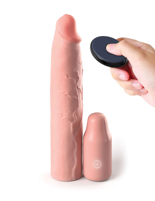"Fantasy X-Tensions Elite 9 Inch Sleeve Vibrating  3 Inch Plug With Remote - Light PD4155-21"
