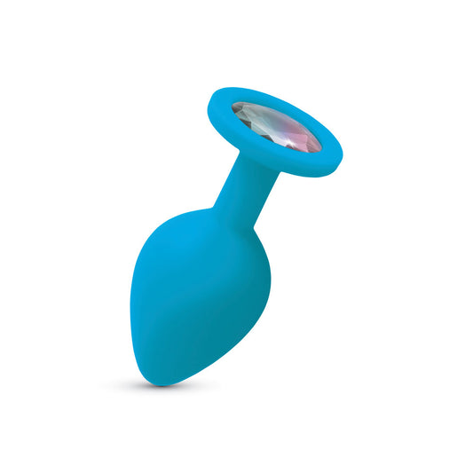 "Gemma Clear Iridescent Gem Teal Silicone Plug - M VB-CC9165"