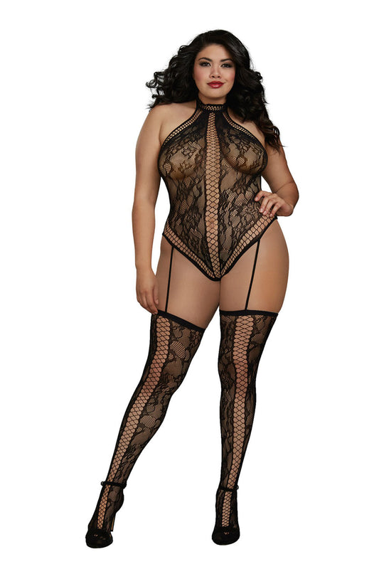 "Teddy Bodystocking - Queen Size - Black DG-0329XBLKQ"
