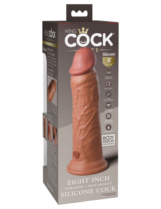 "8 Inch Dual Density Vibe Silicone Cock - Tan Cock - Tan PD5778-22"