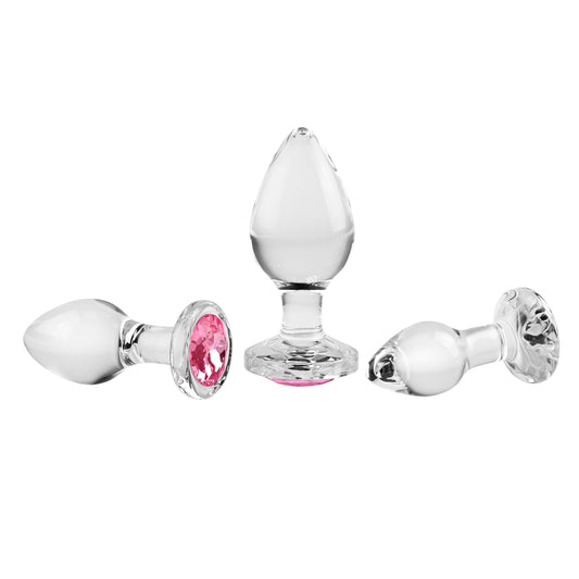 Pink Gem Glass Plug Set - Pink AE-WF-1164-2